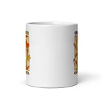 White mug with California Carnivores logo and carnivorous plant design on a white background
