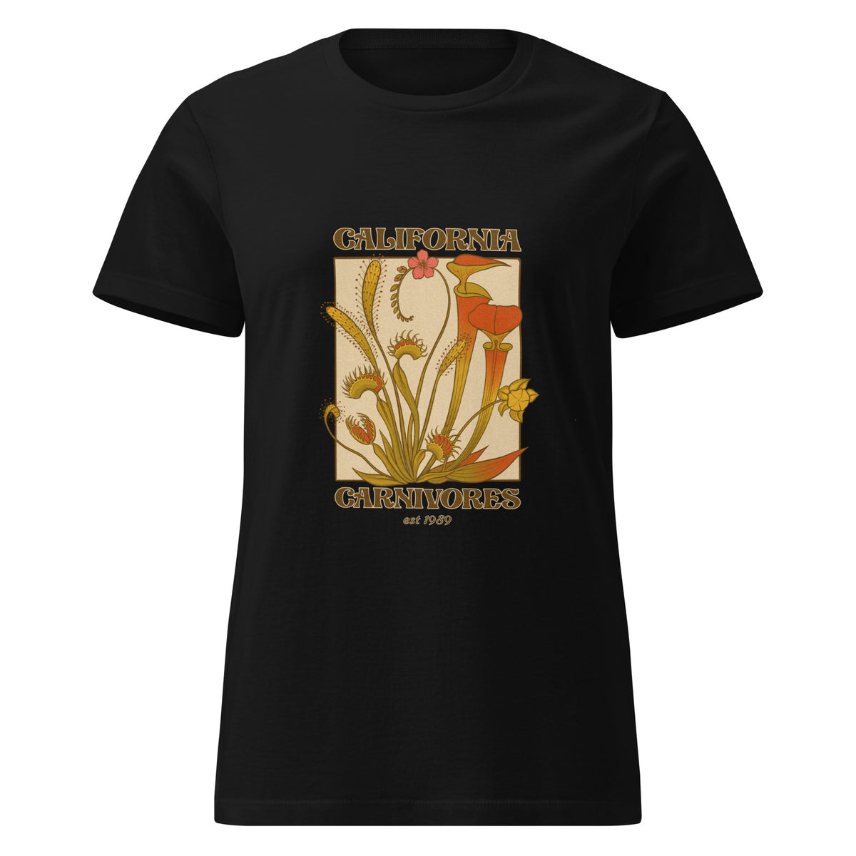 A Dreamy Vintage Bog Garden Women’s T-shirt black carnivorous plant