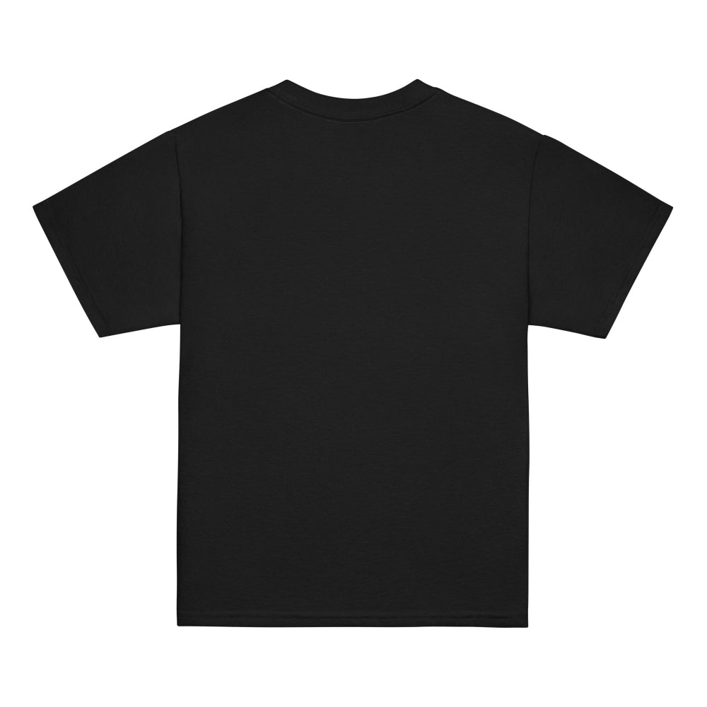 Black t-shirt on a white background