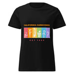 Black t-shirt with 'California Carnivores' graphic design on a white background