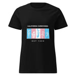 Black t-shirt with 'California Carnivores' graphic and text on a white background