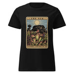 Black t-shirt with a graphic design of heliamphora from California Carnivores 