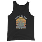 Black tank top with a graphic design on a white background