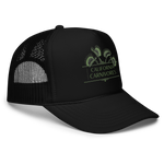 Black trucker cap with 'California Carnivores' logo on a white background