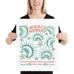 Small poster with Wicked Hungry and California Carnivores text on a white background