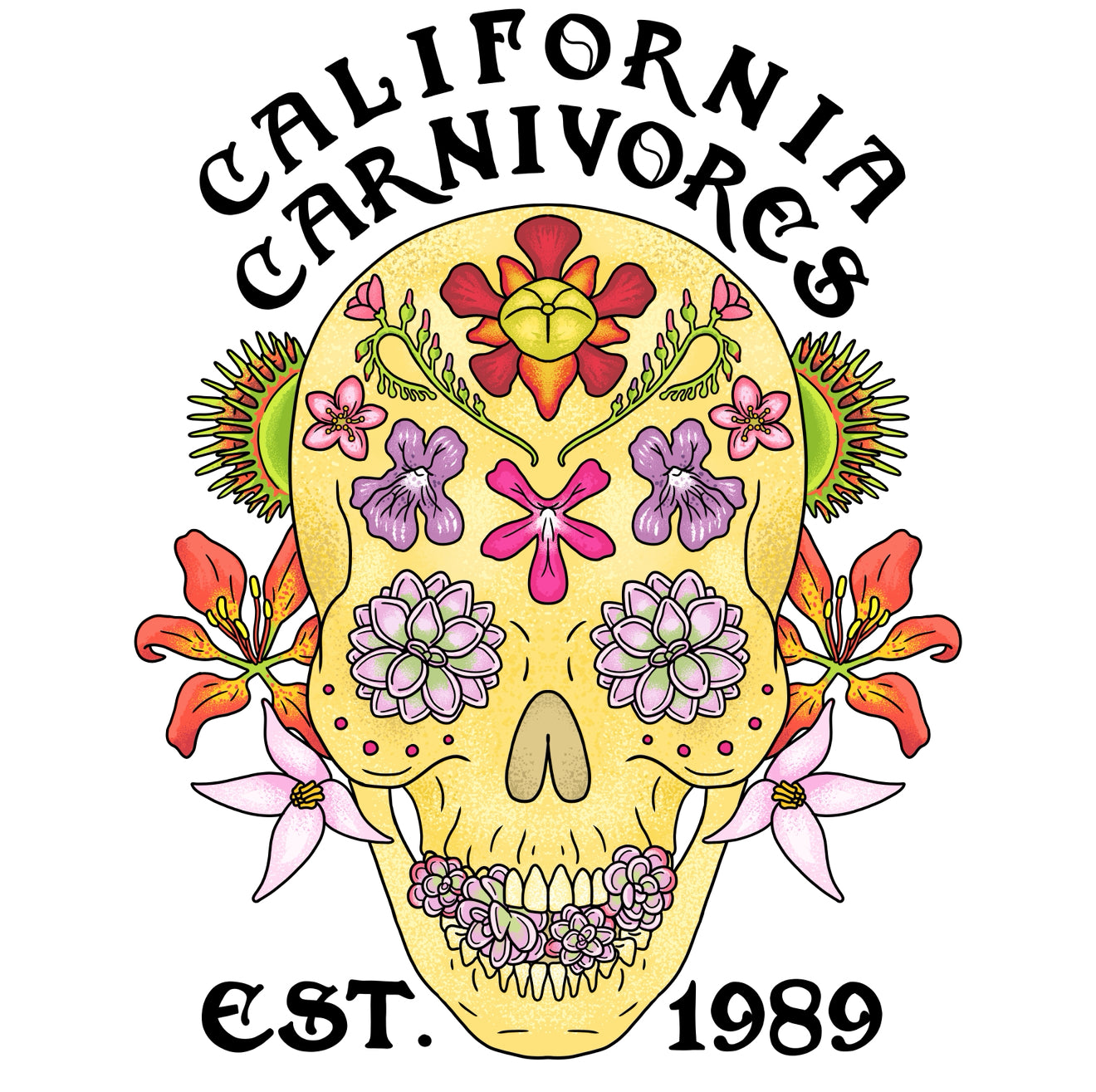 Carnivorous Garden Sugar Skull Sticker