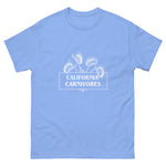 Light blue t-shirt with 'California Carnivores' logo on a white background