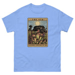 Carolina Blue t-shirt with a graphic design of Heliamphora as the Sun tarot card