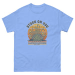 Light blue t-shirt with a graphic design on a white background