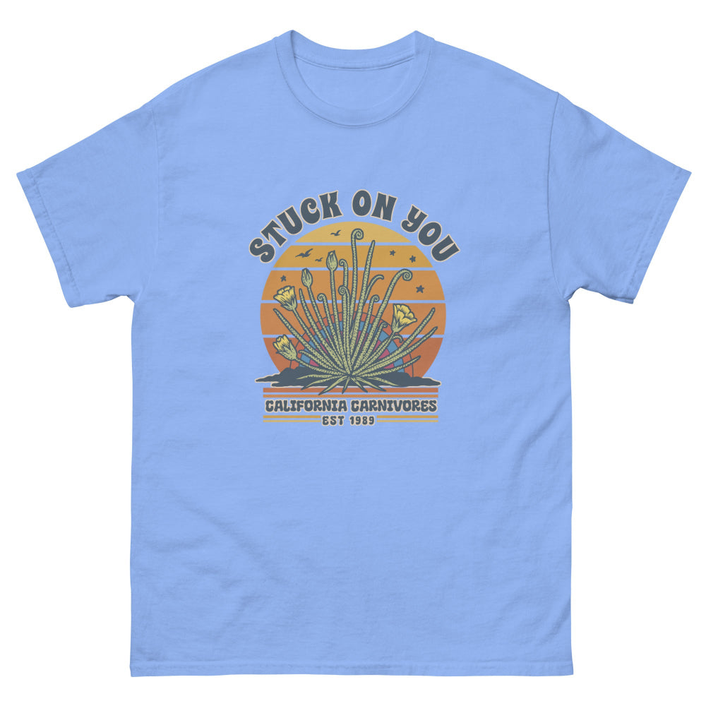 Light blue t-shirt with a graphic design on a white background