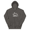Charcoal hoodie with text and California Carnivores logo on a white background