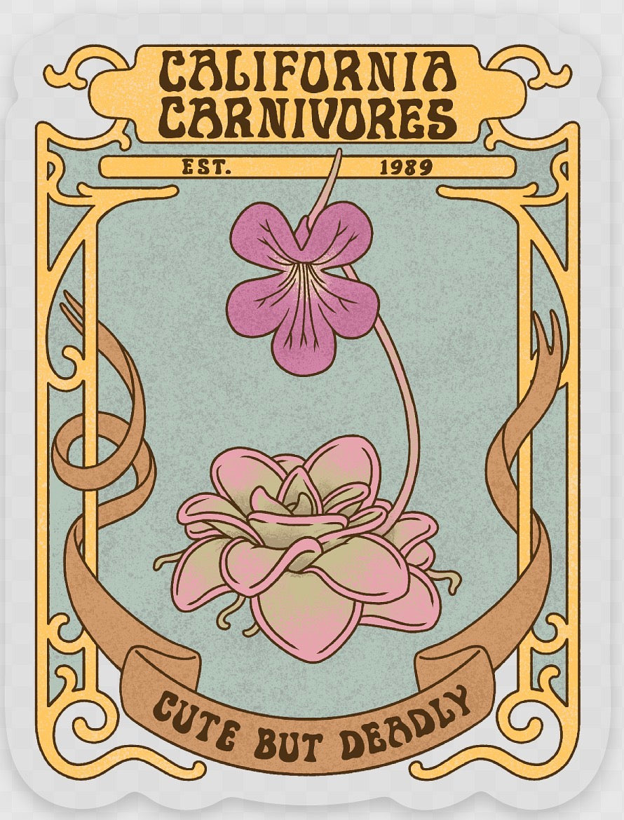 Decorative card with pink flowers and decorative text on a light blue background