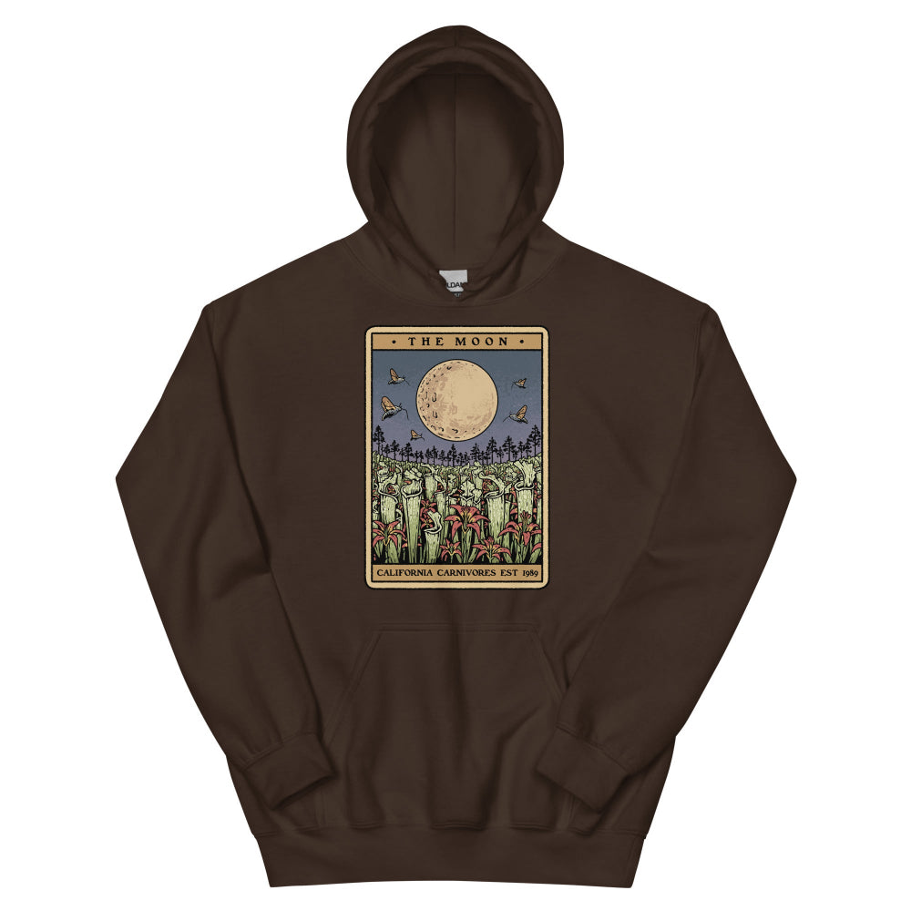Brown hoodie with moon and plant design