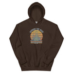 Dark chocolate hoodie with a graphic of a face and text on a white background