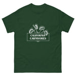 Green t-shirt with 'California Carnivores' logo on a white background
