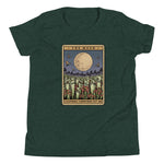 Green t-shirt with 'The Moon' tarot card design on a white background