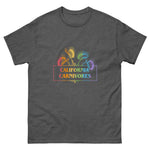 Dark gray t-shirt with 'California Carnivores' graphic design on a white background