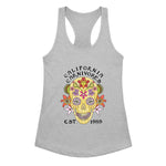 Heather Gray tank top with a colorful skull design and 'California Carnivores' text on a white background