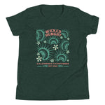 Heather Forest Green Tshirt with Wicked Hungry written across the top middle and venus flytraps surrounding it