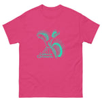 Pink t-shirt with a teal graphic and 'California Carnivores' text on a white background
