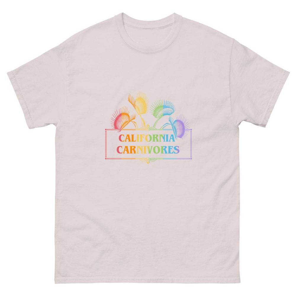 light gray t-shirt with 'California Carnivores' logo on a white background