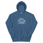 Indigo Blue hoodie with text and California Carnivores logo on a white background