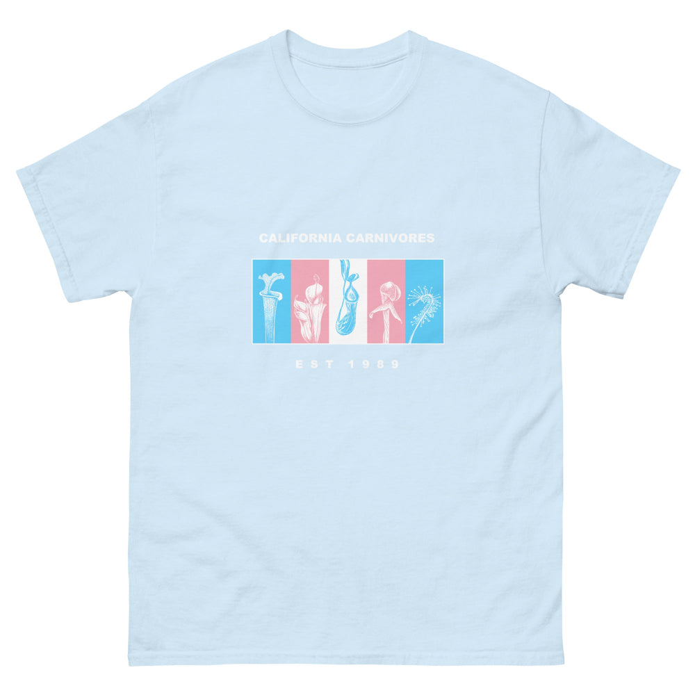 Light blue t-shirt with graphic design on a white background