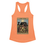 Light Orange Womens Tank Top with a graphic design of a tarot card featuring heliamphora and text 