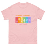 Pink t-shirt with colorful graphic and 'California Carnivores' text on a white background