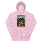 Light pink Unisex hoodie with a graphic design of Heliamphora as the Sun tarot card