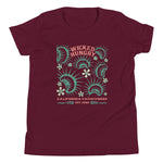 Maroon Tshirt with Wicked Hungry written across the top middle and venus flytraps surrounding it