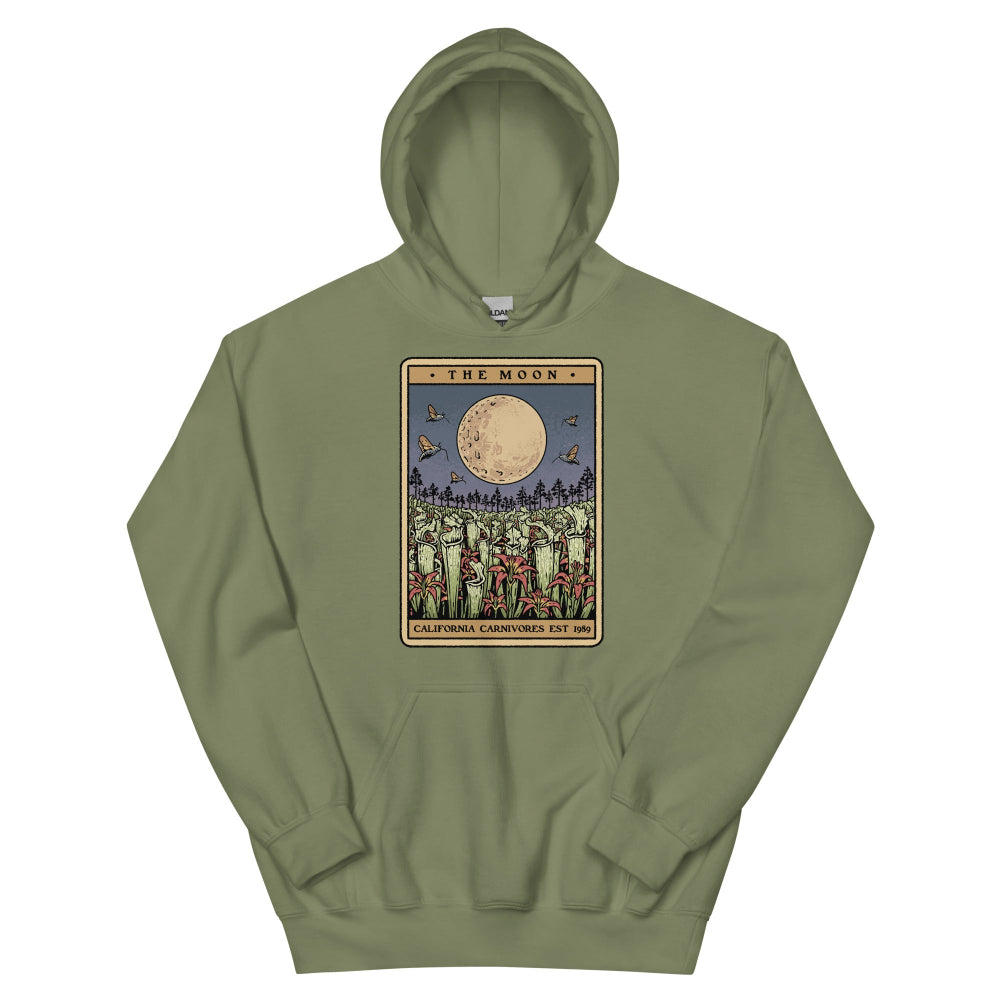 Green hoodie with moon and plant design