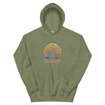 Green hoodie with a graphic design on a white background