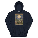 Navy hoodie with moon and plant design