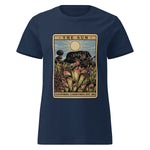 Navy blue t-shirt with a graphic design of 'The Sun' tarot card