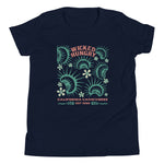 Navy Tshirt with Wicked Hungry written across the top middle and venus flytraps surrounding it