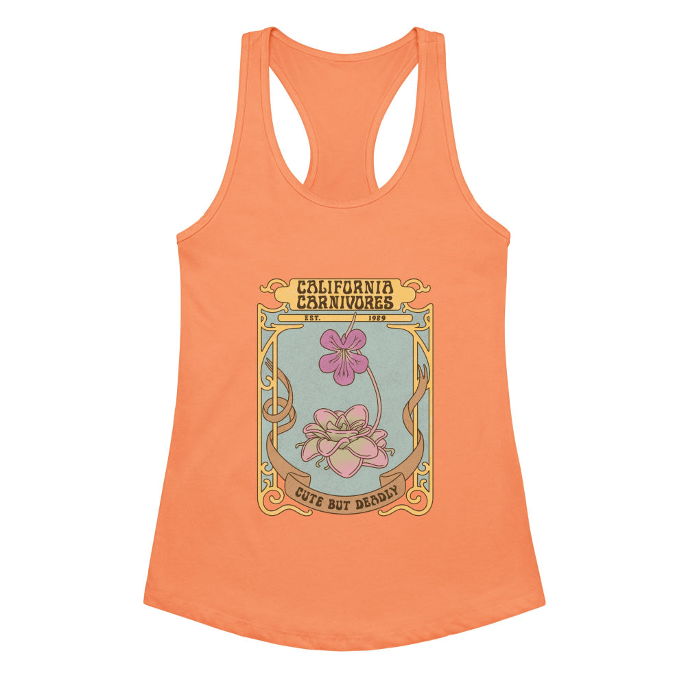 Orange tank top with a graphic design on a white background