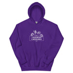 Purple hoodie with text and California Carnivores logo on a white background