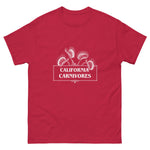 Red t-shirt with 'California Carnivores' logo on a white background