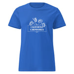 Blue t-shirt with 'California Carnivores' text and graphic on a white background