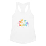 White tank top with colorful 'California Carnivores' logo on a white background