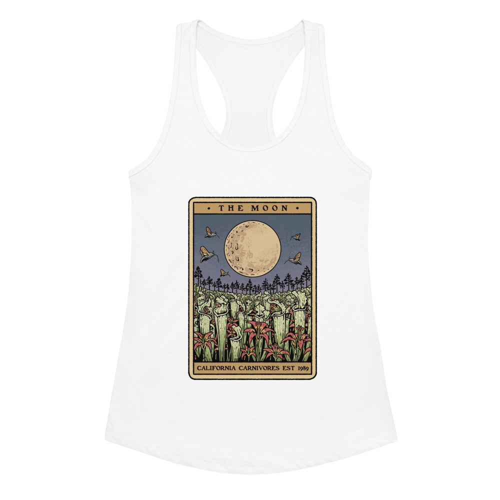 White tank top with moon and Sarracenia design