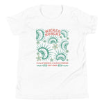 White Tshirt with Wicked Hungry written across the top middle and venus flytraps surrounding it