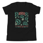 Black Tshirt with Wicked Hungry written across the top middle and venus flytraps surrounding it