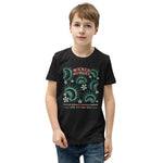 Black Tshirt with Wicked Hungry written across the top middle and venus flytraps surrounding it