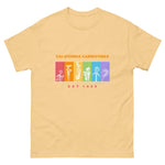 Yellow t-shirt with colorful graphic and 'California Carnivores' text on a white background