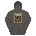 Charcoal Unisex hoodie with a graphic design of Heliamphora as the Sun tarot card