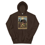 Dark Chocolate Unisex hoodie with a graphic design of Heliamphora as the Sun tarot card